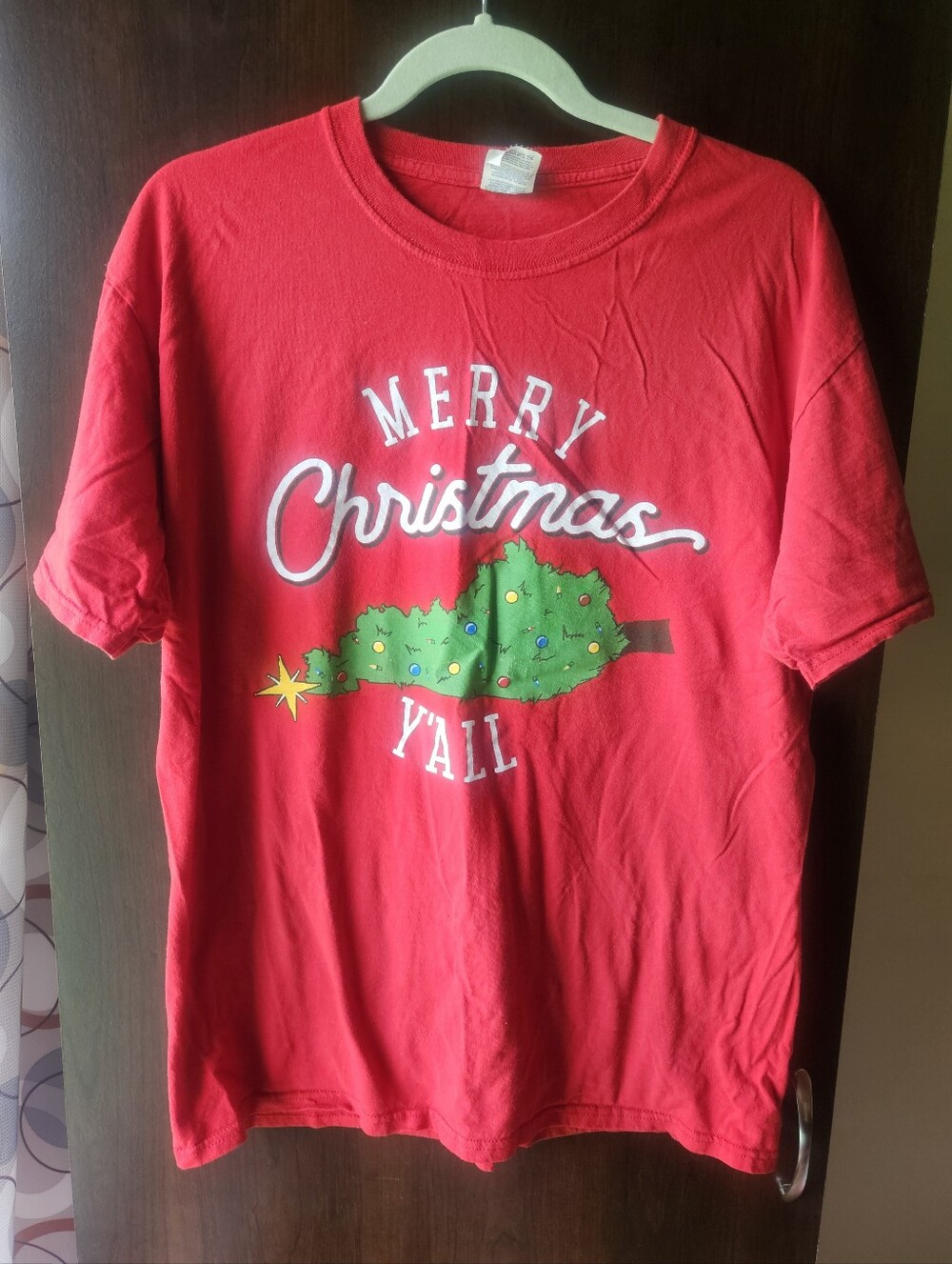 Jerzees Kentucky Red 'Merry Christmas Y'all' Tee Size Large